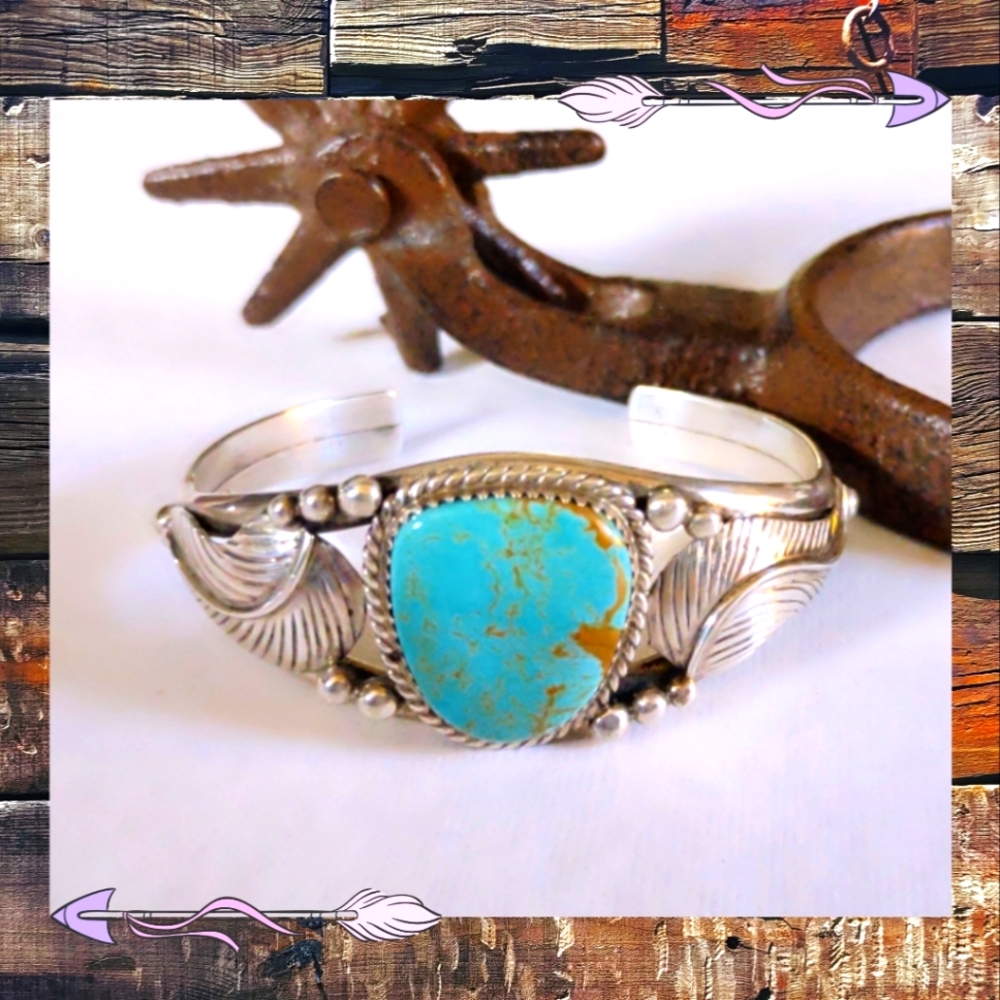 Vintage Navajo Sterling & Turquoise Cuff Bracelet